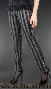 Grey Striped Five Button Pants