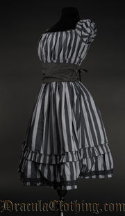 Grey Striped Gothabilly Dress