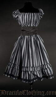 Grey Striped Gothabilly Dress