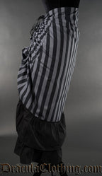 GREY STRIPED TWO LAYER BUSTLE SKIRT