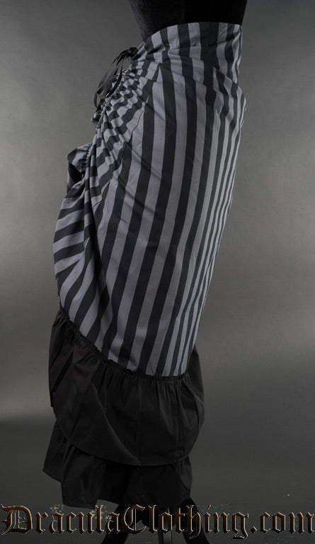 GREY STRIPED TWO LAYER BUSTLE SKIRT