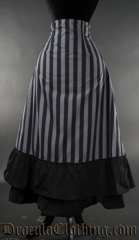 GREY STRIPED TWO LAYER BUSTLE SKIRT