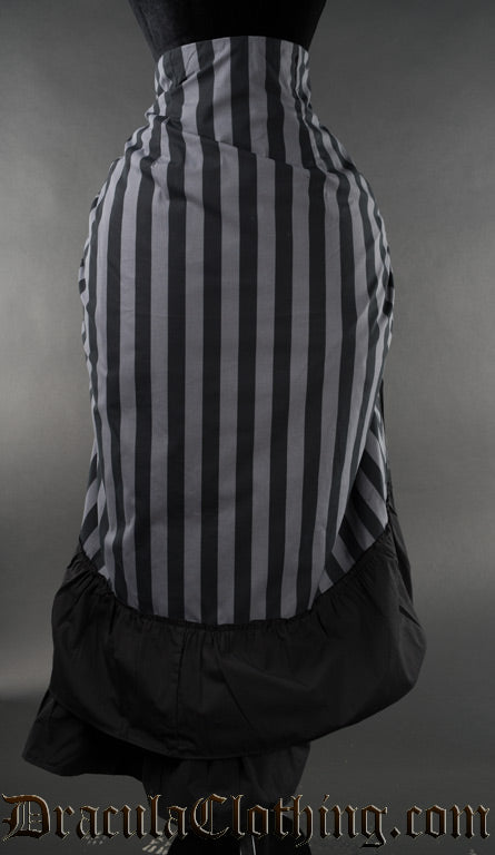 GREY STRIPED TWO LAYER BUSTLE SKIRT