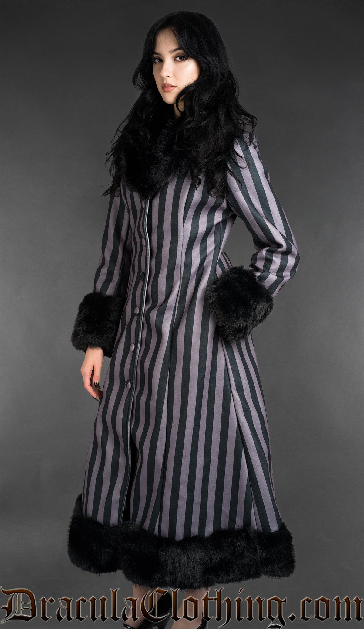 Grey Striped Winter Coat