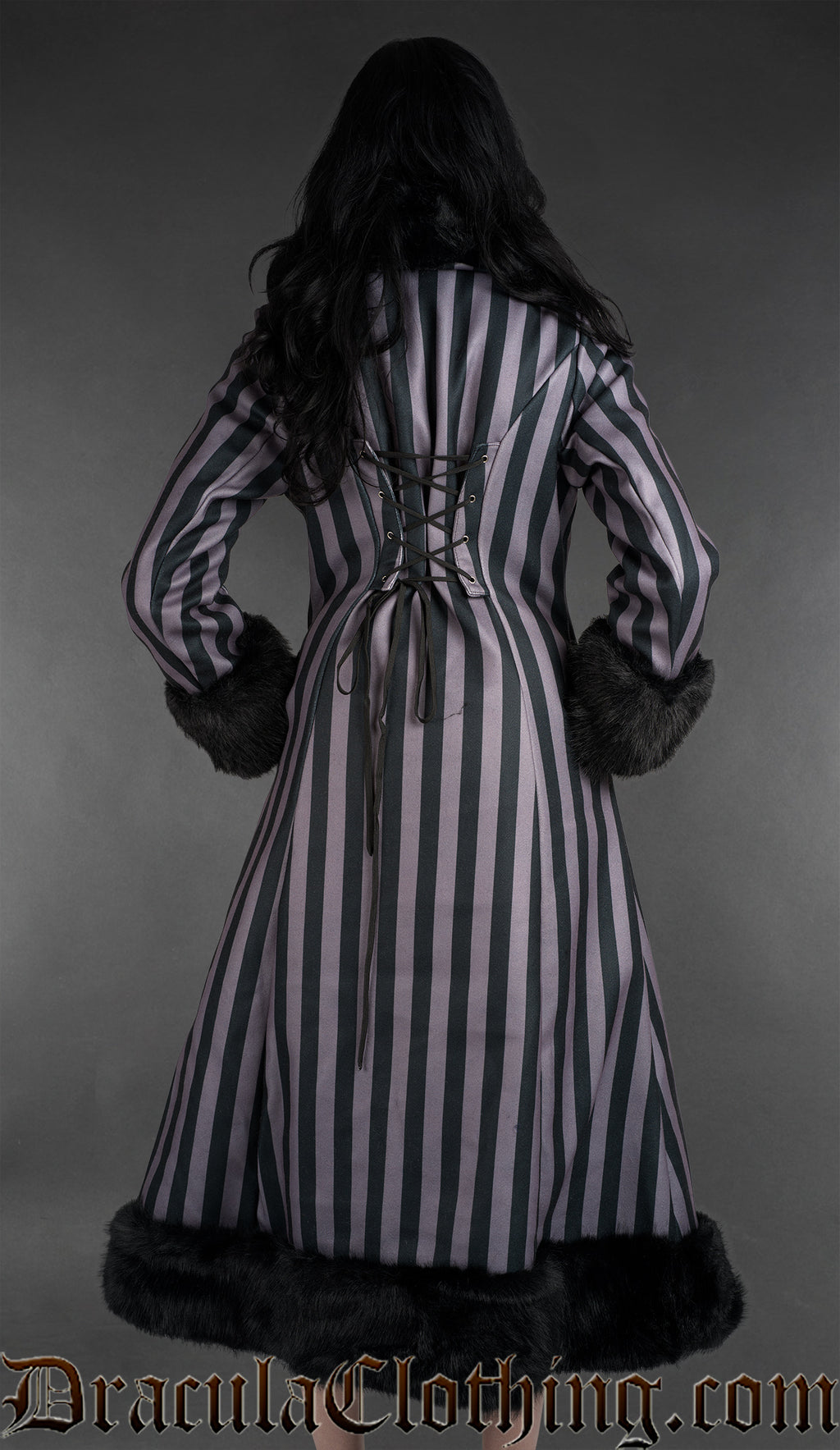 Grey Striped Winter Coat