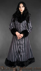 Grey Striped Winter Coat
