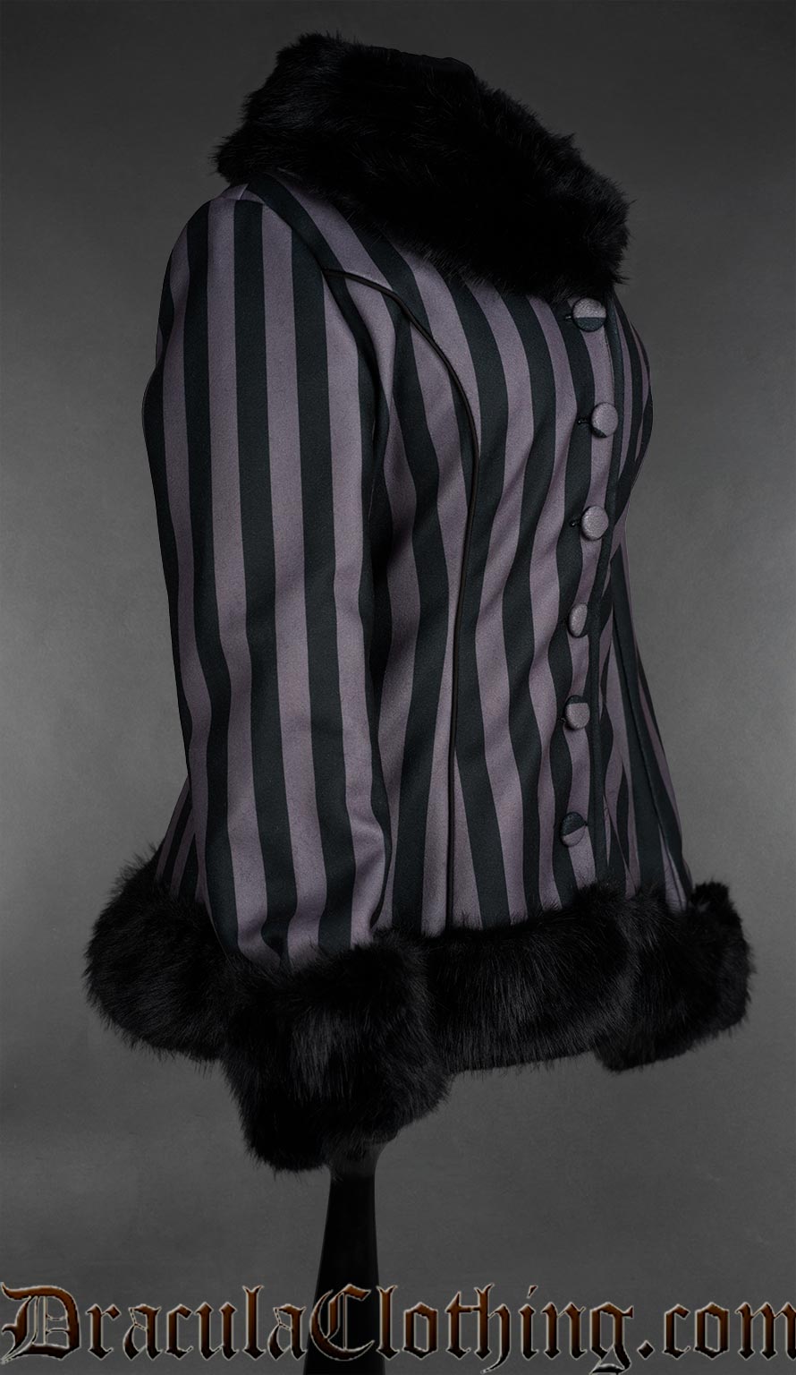 Grey Striped Winter Jacket