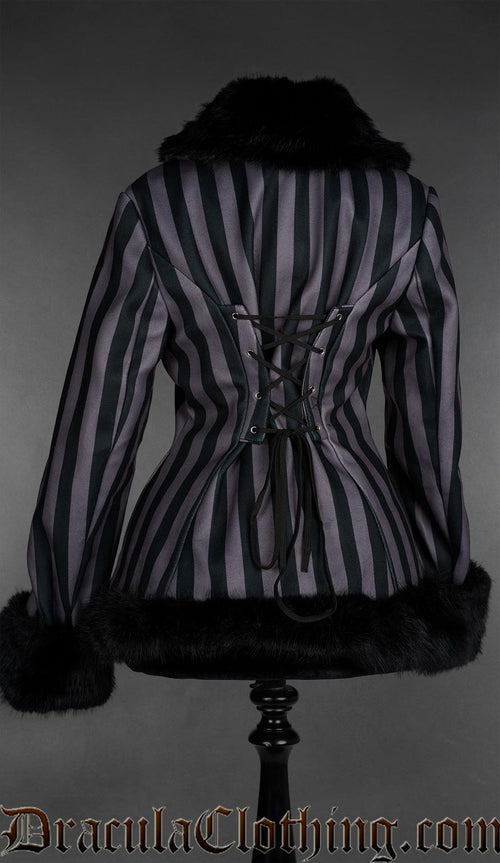 Grey Striped Winter Jacket