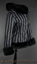 Grey Striped Winter Jacket With Hood