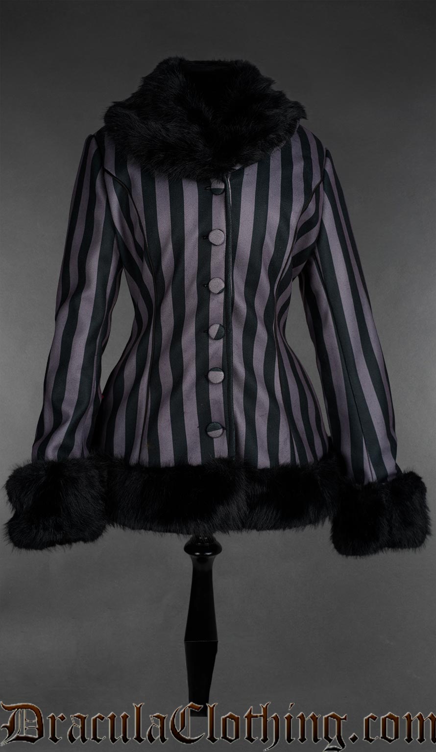 Grey Striped Winter Jacket