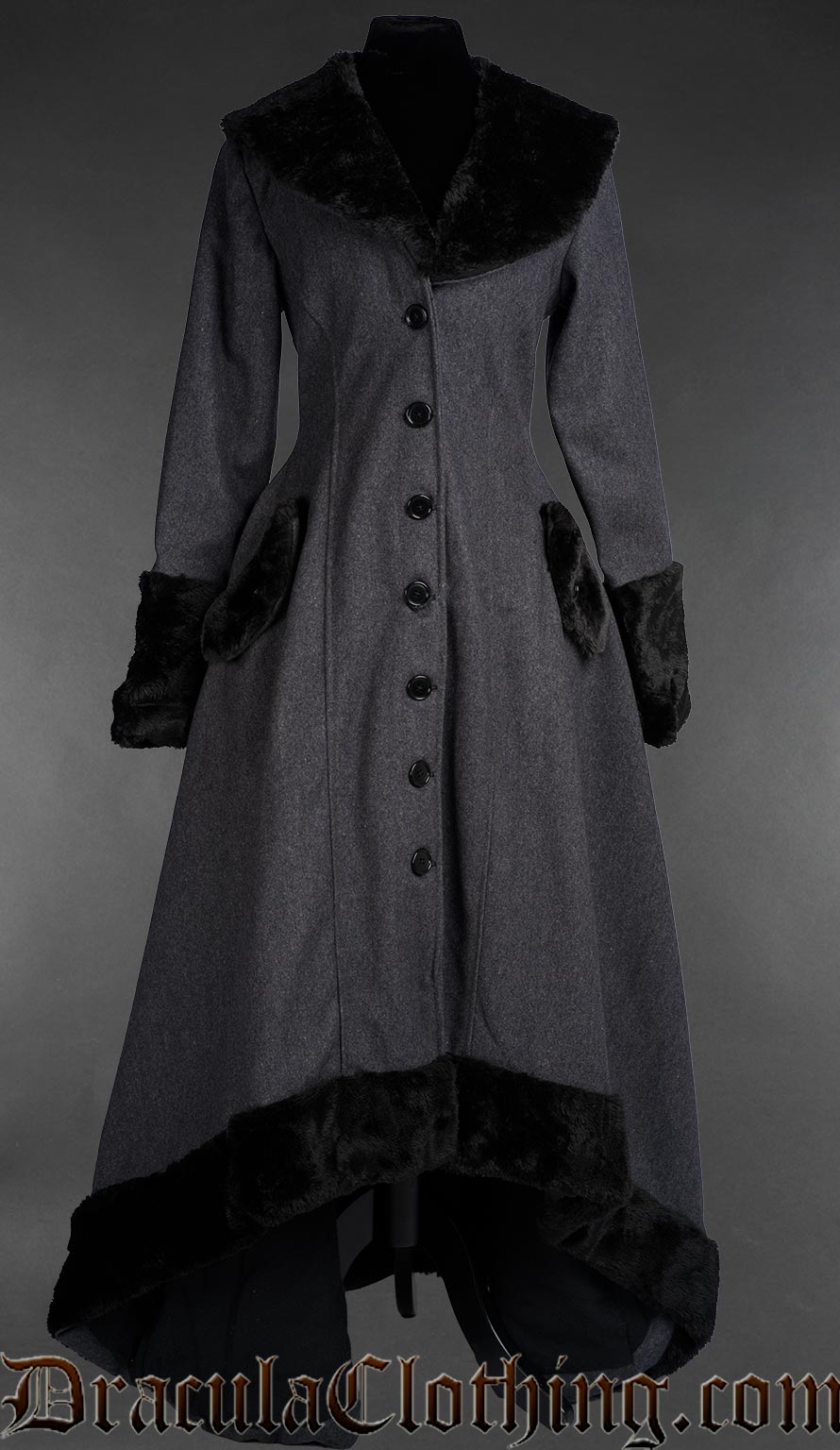 Grey Wool Pocket Winter Coat