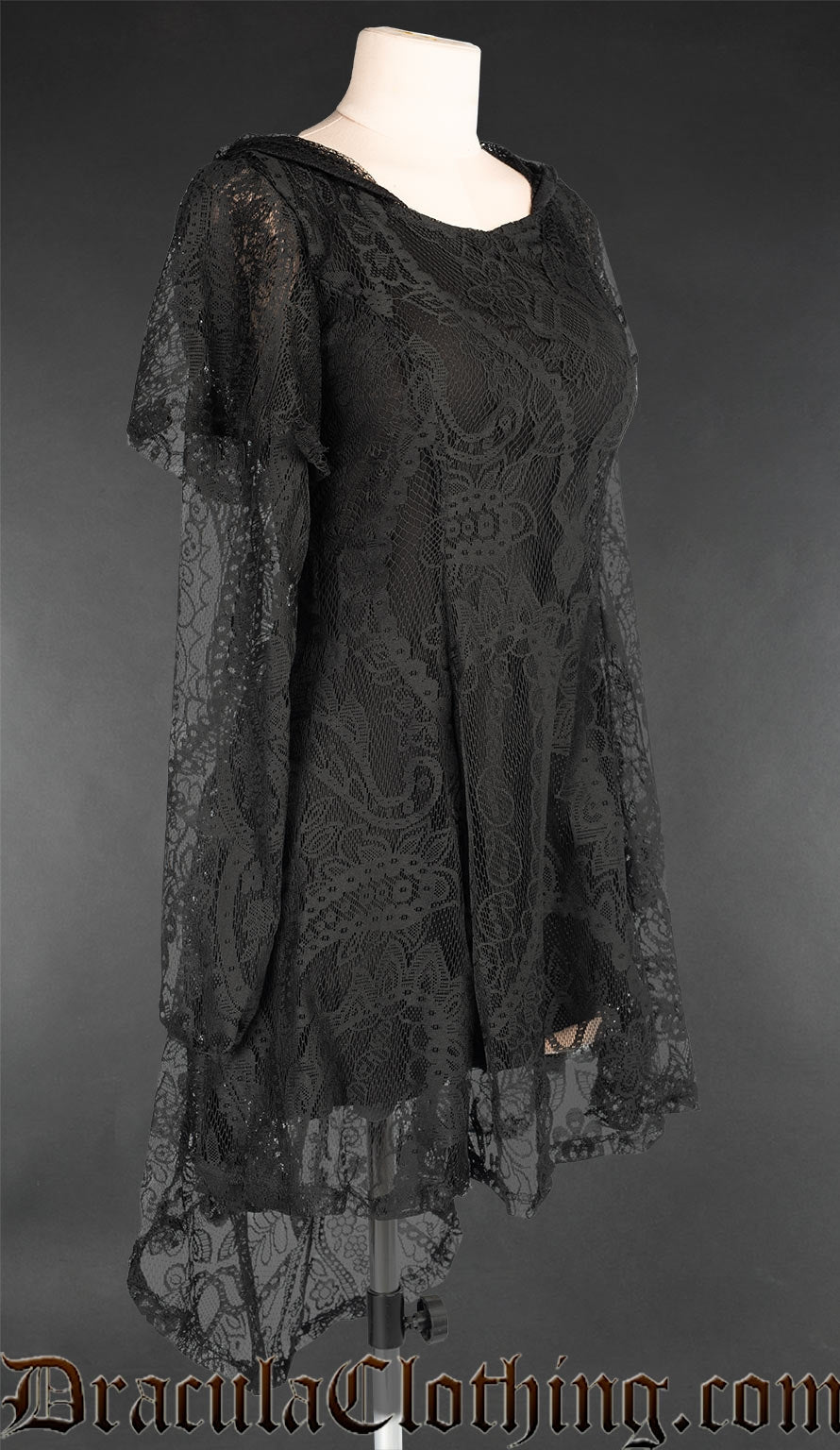 High Low Lace Hoodie Dress DraculaClothing High Low Lace Hoodie Dress DraculaClothing