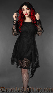 High Low Lace Hoodie Dress