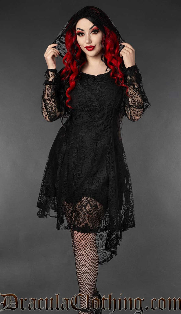High Low Lace Hoodie Dress – DraculaClothing