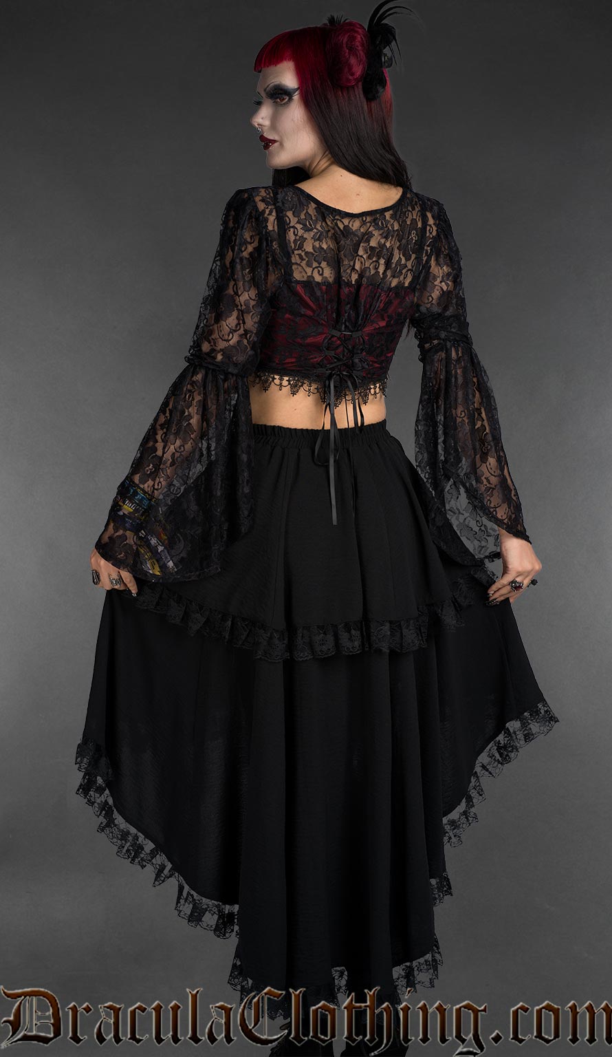Gothic Red Lace Crop Top