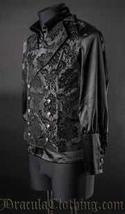 Black Jacquard Double Buttoned Vest