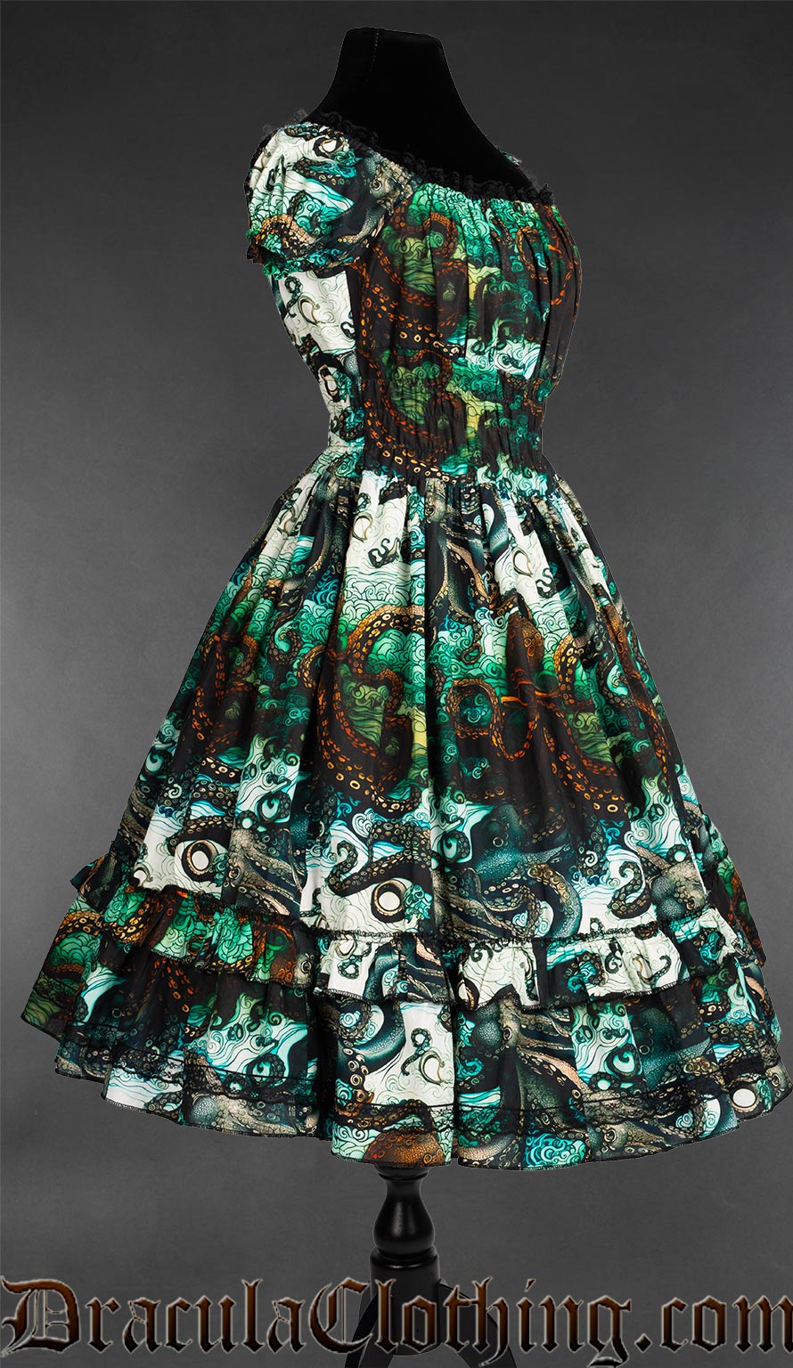 Kraken Print Gothabilly Dress