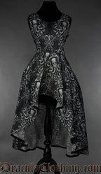 Grey and black printed women's sleeveless dress with high low hem and kraken inspired design
