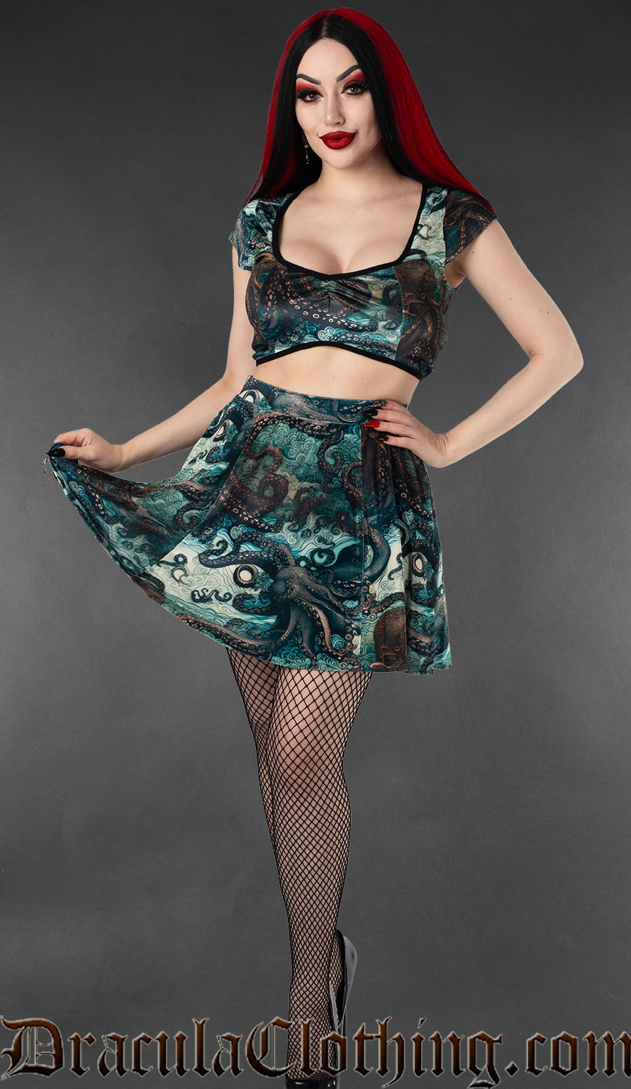 Kraken Velvet Short Skirt