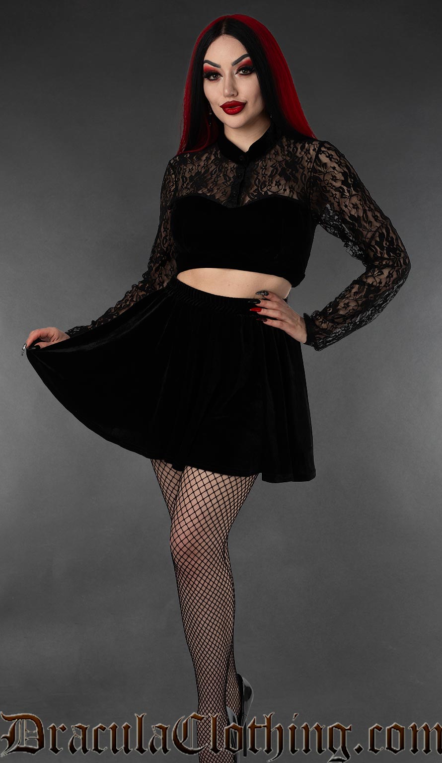 Black Velvet Pocket Skirt