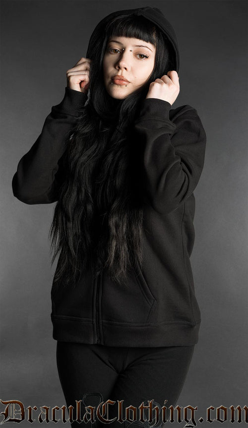Ladies Black Cotton Hoodie 400 GSM