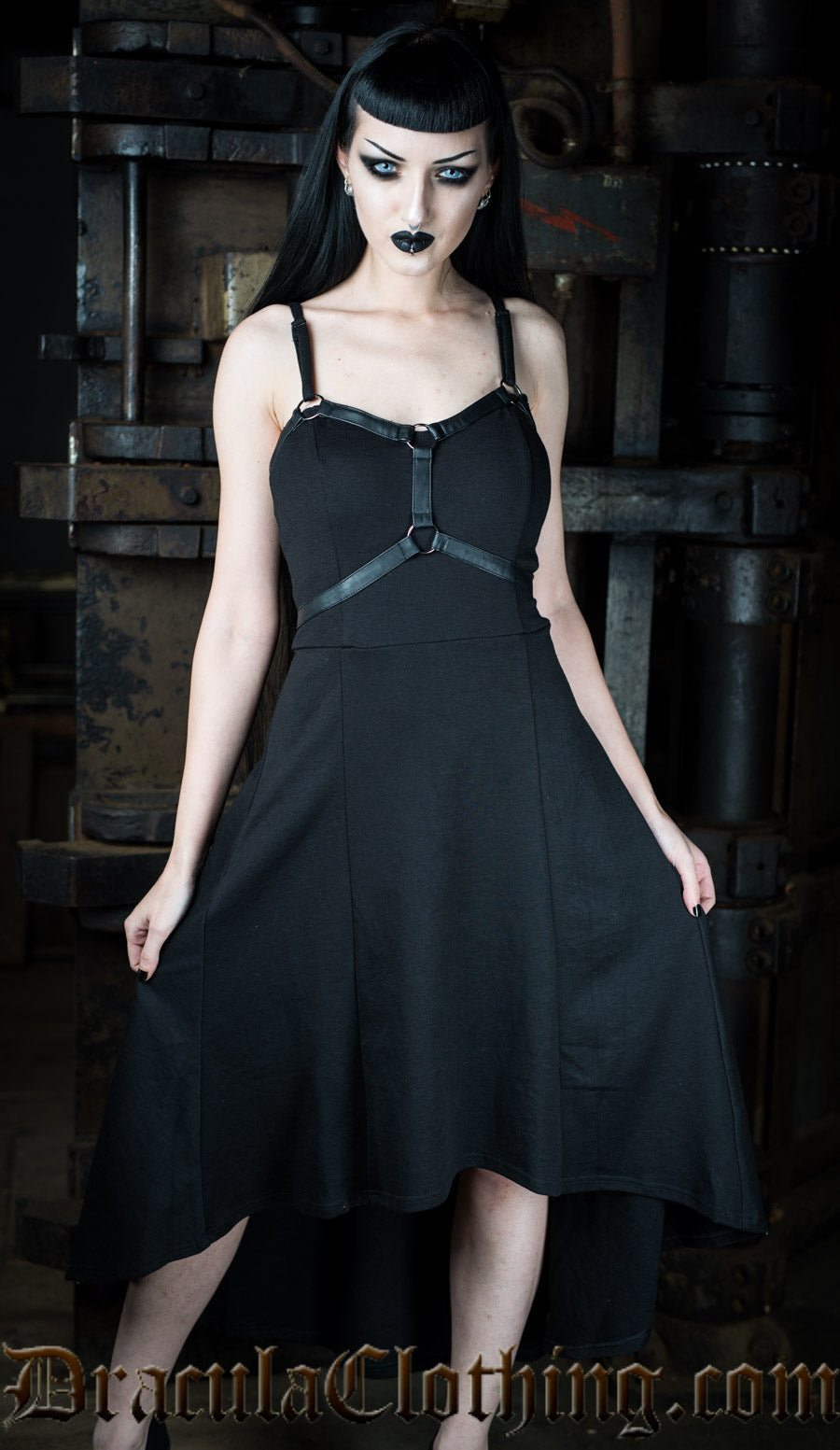 harness maxi dress Thorn & Fable Faux Leather Harness Maxi Dress Plus Size