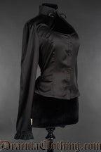Long Sleeved Satin Keyhole Blouse