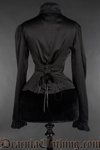 Long Sleeved Satin Keyhole Blouse