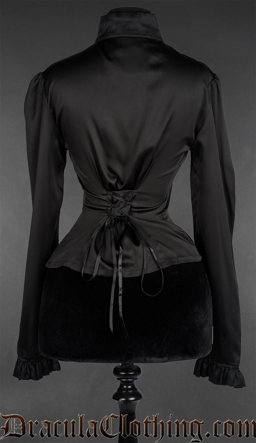 Long Sleeved Satin Keyhole Blouse