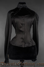 Long Sleeved Satin Keyhole Blouse