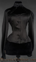 Long Sleeved Satin Keyhole Blouse