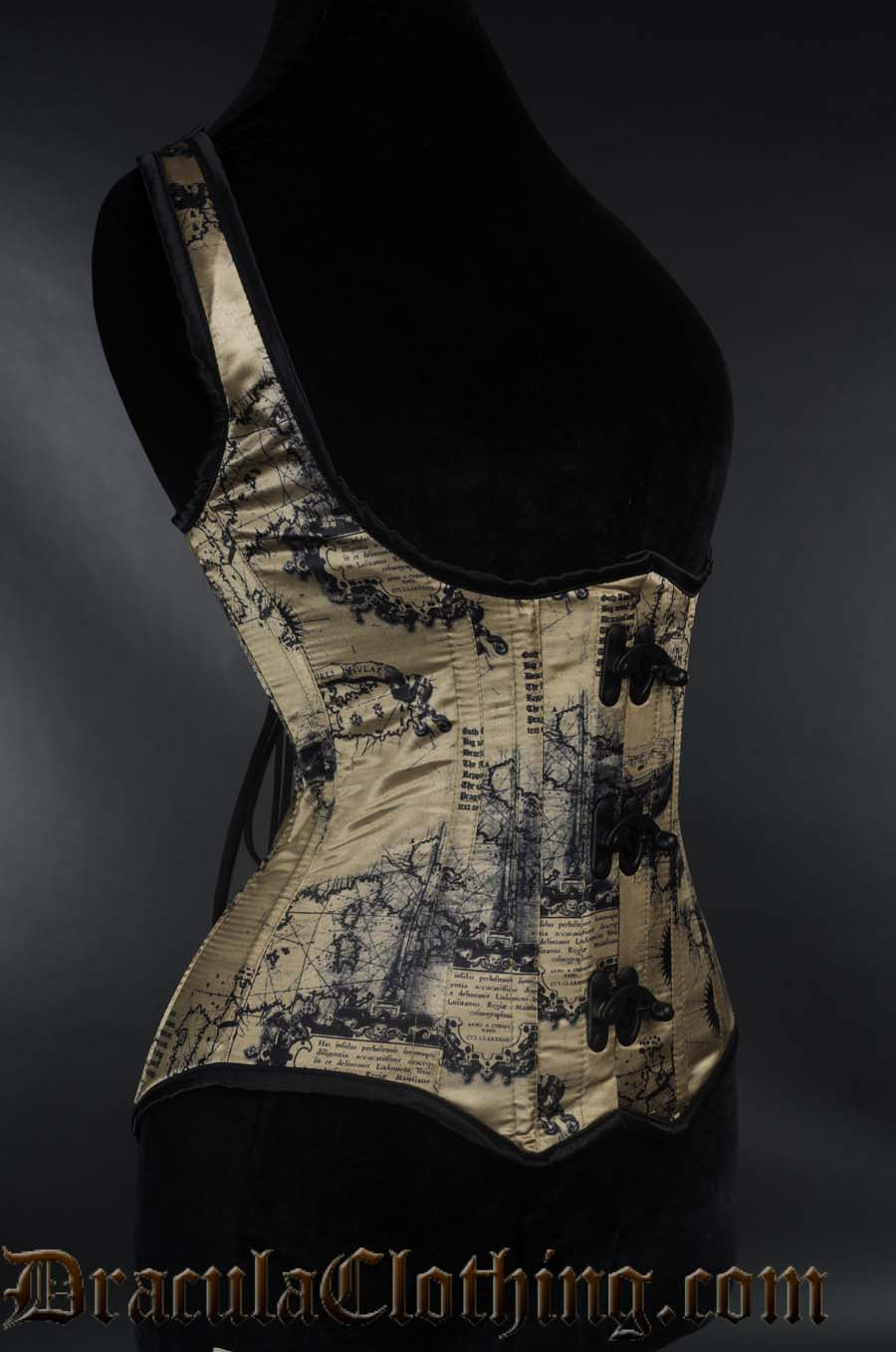 Map Shoulder Black Clasp Corset
