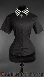 Midnight Striped Collar Short Sleeved Blouse