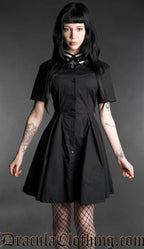 Midnight Striped Collar Short Sleeved Shirtdress