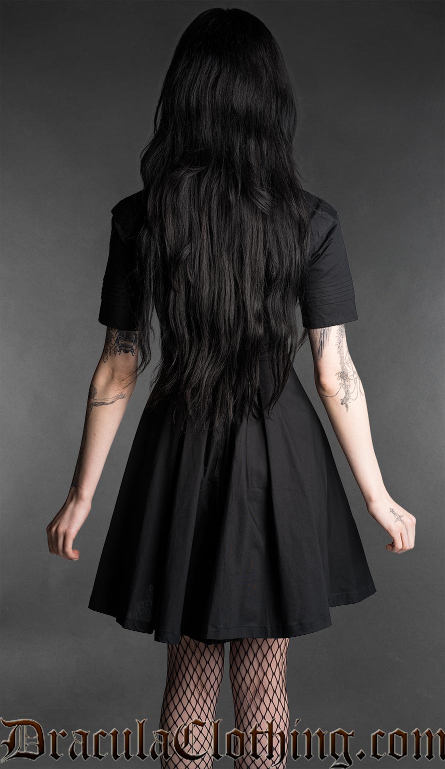 Midnight Striped Collar Short Sleeved Shirtdress