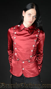 Red Satin Military Shirt