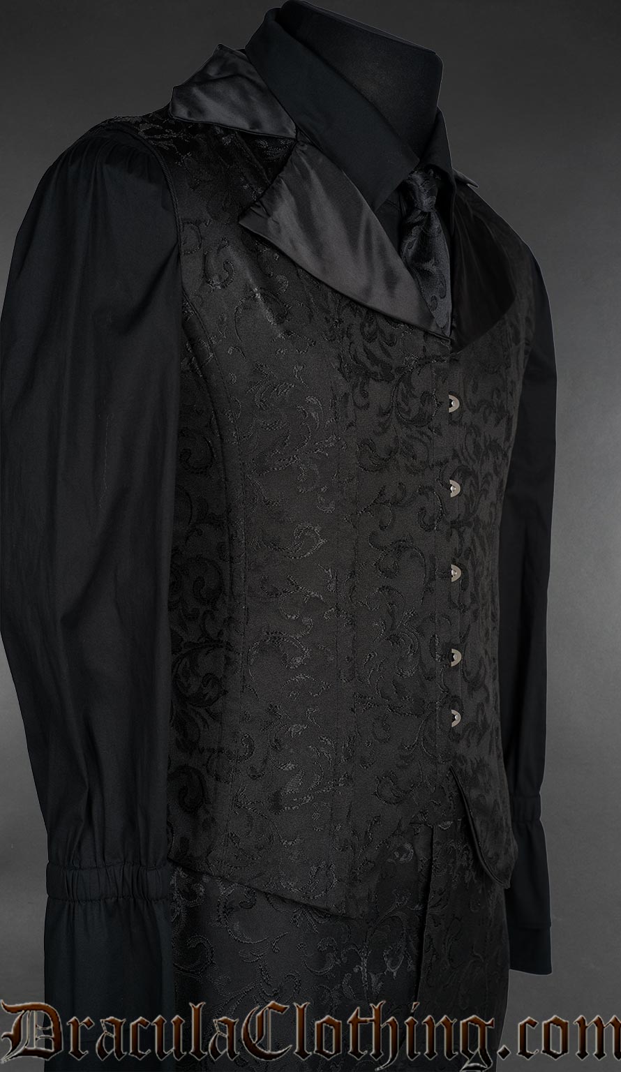 Onyx Satin Lapel Corset Vest