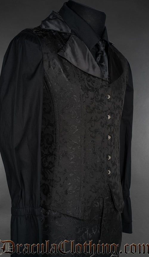 Onyx Satin Lapel Corset Vest