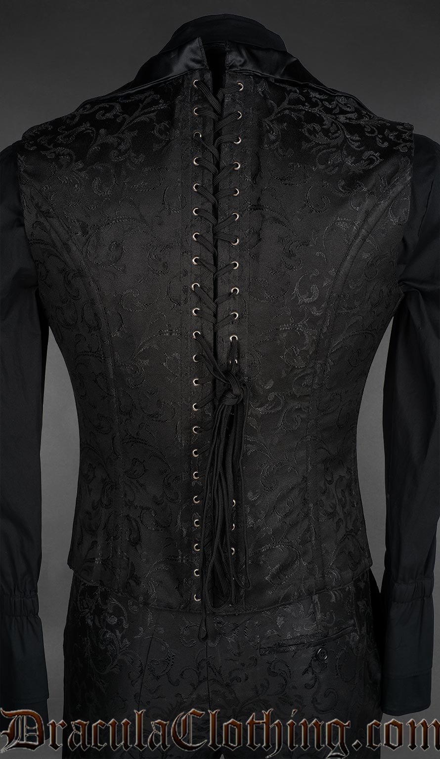 Onyx Satin Lapel Corset Vest