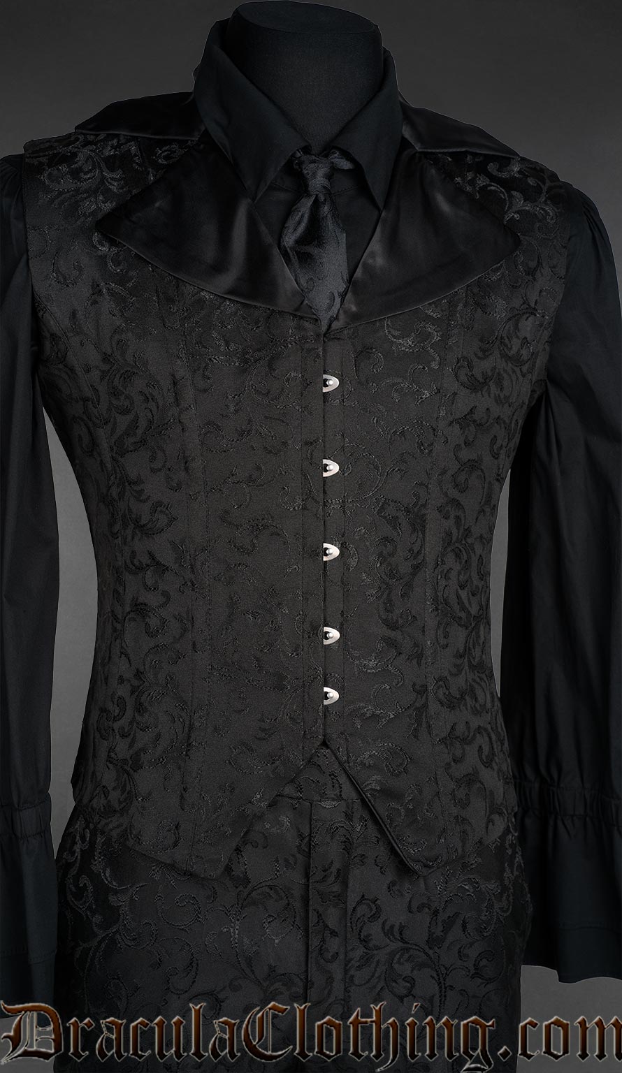 Onyx Satin Lapel Corset Vest