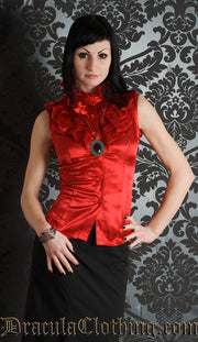 Ophelia Blouse, red satin