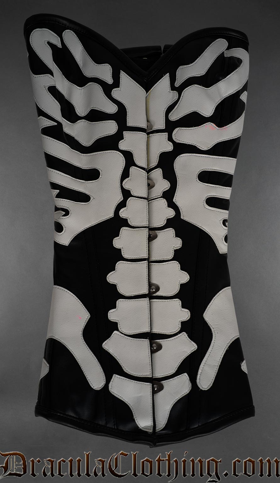 Faux Leather Skeleton Corset Pink Marks