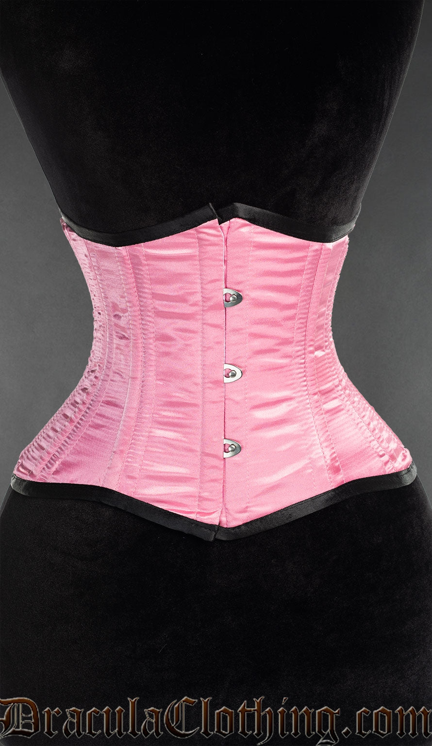Pink Satin Double Boned Waist Cincher