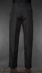 Back view of men's straight cut pinstriped pants
