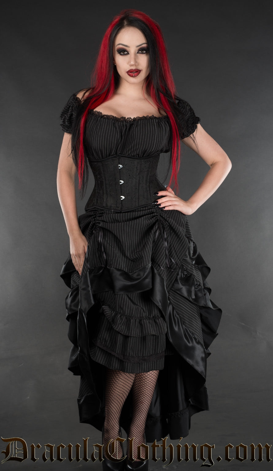 Pinstripe Gothabilly Dress 3XL