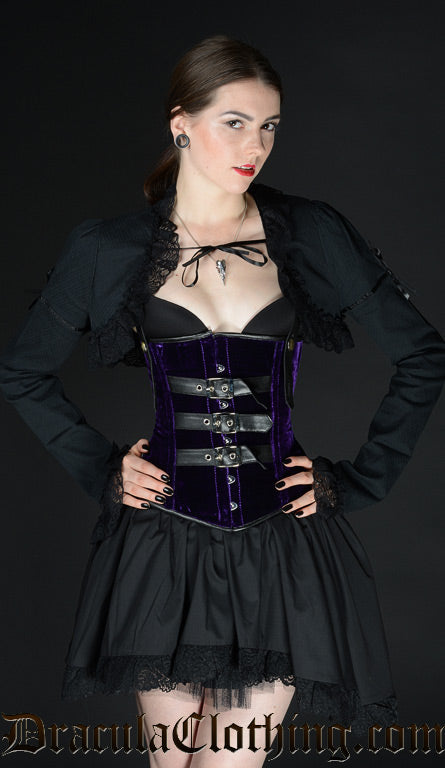 Purple Velvet Buckle Corset