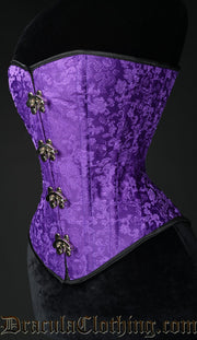 Purple Brocade Clasp Overbust Corset