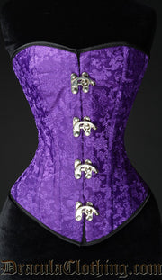 Purple Brocade Clasp Overbust Corset