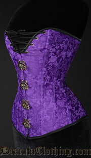 Purple Brocade Cleavage Clasp Corset