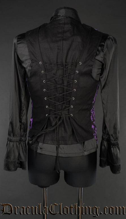 Purple Brocade Long Vest